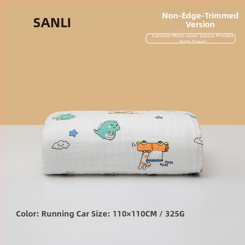 Sanli prosop de baie pentru bebeluș din bumbac 100%, tifon, șase straturi, margine lată, 300–400 g