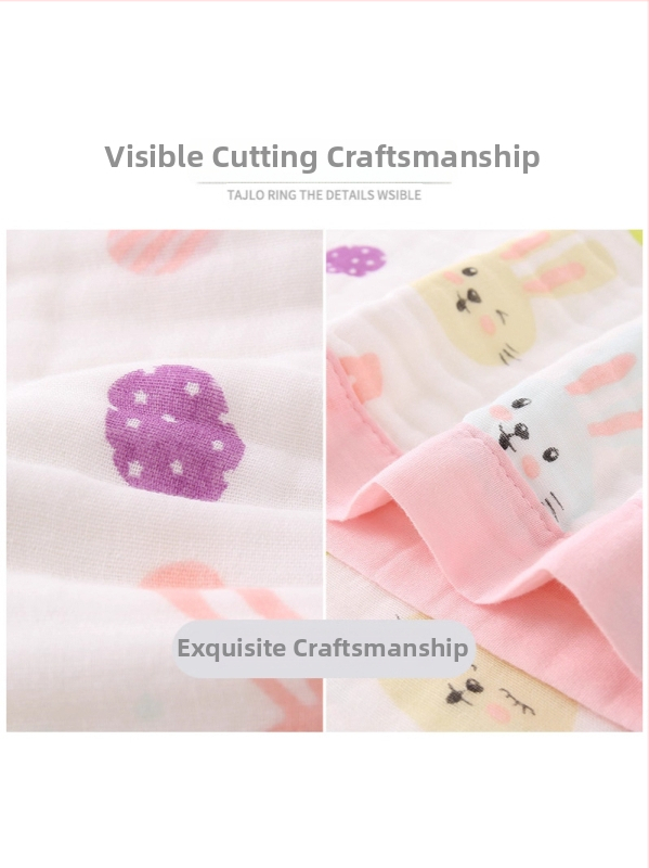 Zīdaiņu vannas dvielis - sešu slāņu gāze, 100% kokvilna, zīdaiņiem 0–1 gads, dzīvnieku raksts