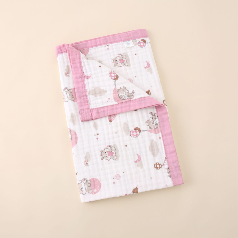 Zīdaiņu vannas dvielis - sešu slāņu gāze, 100% kokvilna, zīdaiņiem 0–1 gads, dzīvnieku raksts