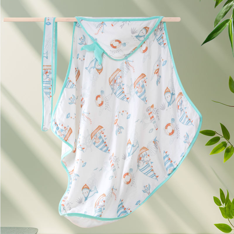 Apskāršanās sega no bambusa šķiedras zīdaiņiem — raksti: dzīvnieki, svītras, rūtains, multfilma; piemērots vasarai, pavasarim un rudenim; zīdaiņiem un maziem bērniem