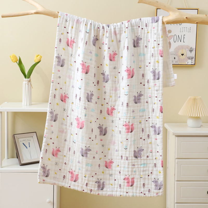 Πετσέτα μπάνιου από έξι στρώσεις γάζας, 100% βαμβάκι, στυλ για ζευγάρι, 150D νήμα, Εκτύπωση