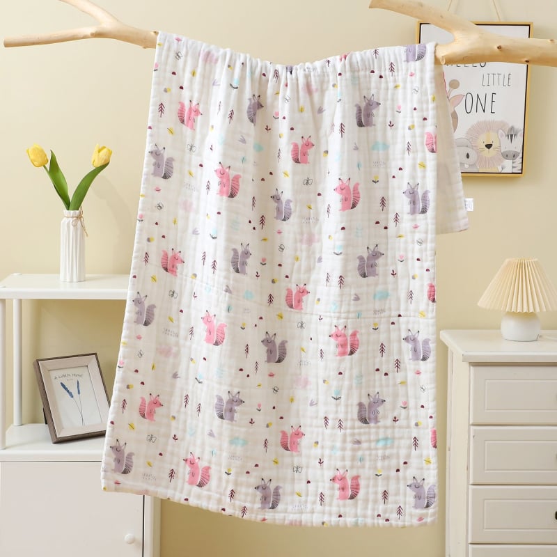 Кърпа за баня от шестслойна марля, 100% памук, стил за двама, 150D прежда, принт