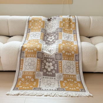 Kupaći ručnik od 100% pamuka s jacquard uzorkom, resice, težina 400–500 g, višenamjensko pokrivalo za rame