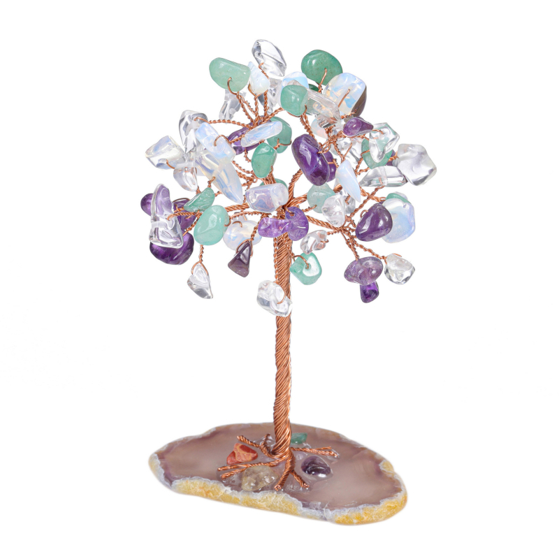 Čakras septiņu agatīta akmeņu koka pamats ar vadu; pulvera kristāls; dabīgs materiāls; dabīga virsma; mūsdienīgs minimālisma stils; 55 g