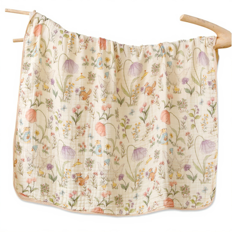 Kohandatud kuuekihiline bambus-puuvillane beebi vannirätik - 300–400 g, kiire imendumine (0–5 s), lõng ply