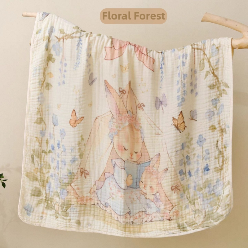 Kohandatud kuuekihiline bambus-puuvillane beebi vannirätik - 300–400 g, kiire imendumine (0–5 s), lõng ply