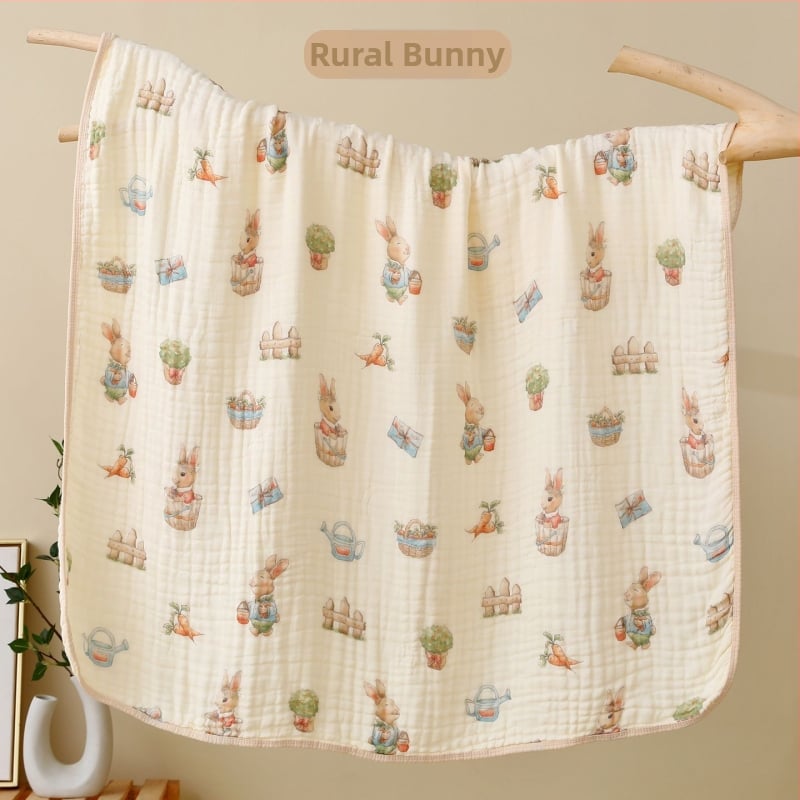 Kohandatud kuuekihiline bambus-puuvillane beebi vannirätik - 300–400 g, kiire imendumine (0–5 s), lõng ply