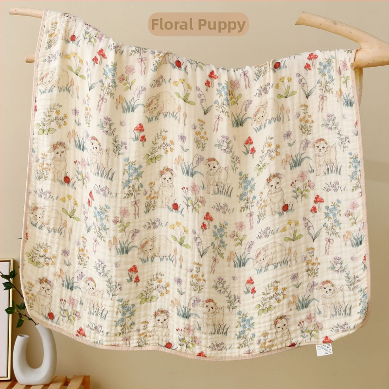 Kohandatud kuuekihiline bambus-puuvillane beebi vannirätik - 300–400 g, kiire imendumine (0–5 s), lõng ply