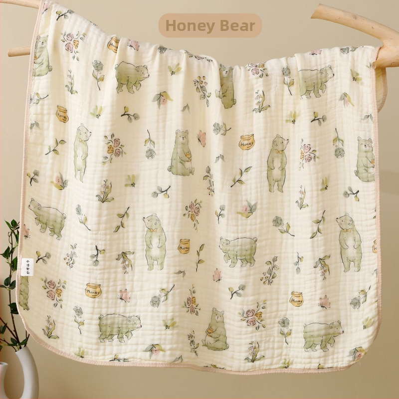 Kohandatud kuuekihiline bambus-puuvillane beebi vannirätik - 300–400 g, kiire imendumine (0–5 s), lõng ply