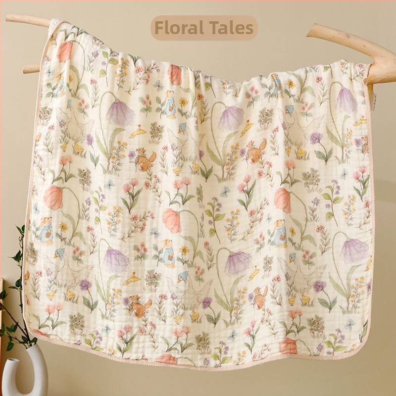 Kohandatud kuuekihiline bambus-puuvillane beebi vannirätik - 300–400 g, kiire imendumine (0–5 s), lõng ply