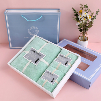Τρία σετ πετσέτες από κοραλλοφλίς σε κουτί δώρου – απαλές, 280 g/m², με προσαρμοσμένο λογότυπο, Elegant Shading