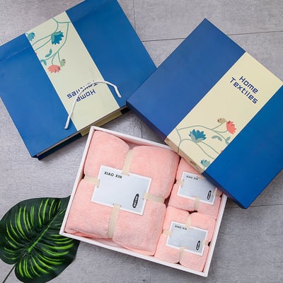 Τρία σετ πετσέτες από κοραλλοφλίς σε κουτί δώρου – απαλές, 280 g/m², με προσαρμοσμένο λογότυπο, Elegant Shading