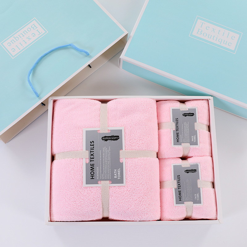 Τρία σετ πετσέτες από κοραλλοφλίς σε κουτί δώρου – απαλές, 280 g/m², με προσαρμοσμένο λογότυπο, Elegant Shading