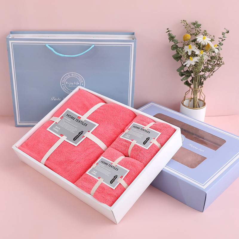 Τρία σετ πετσέτες από κοραλλοφλίς σε κουτί δώρου – απαλές, 280 g/m², με προσαρμοσμένο λογότυπο, Elegant Shading