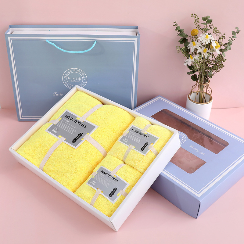 Τρία σετ πετσέτες από κοραλλοφλίς σε κουτί δώρου – απαλές, 280 g/m², με προσαρμοσμένο λογότυπο, Elegant Shading