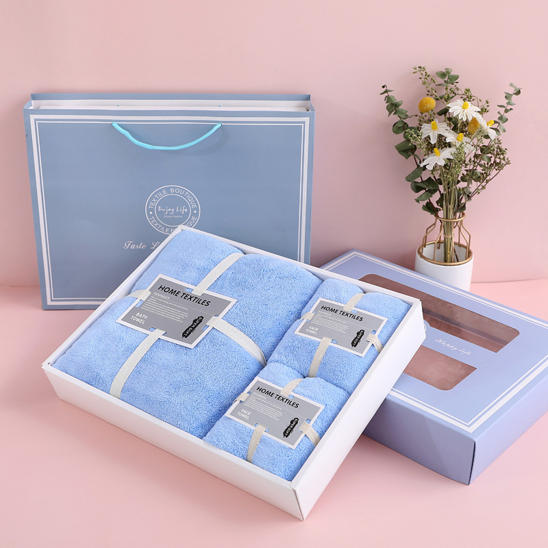 Τρία σετ πετσέτες από κοραλλοφλίς σε κουτί δώρου – απαλές, 280 g/m², με προσαρμοσμένο λογότυπο, Elegant Shading