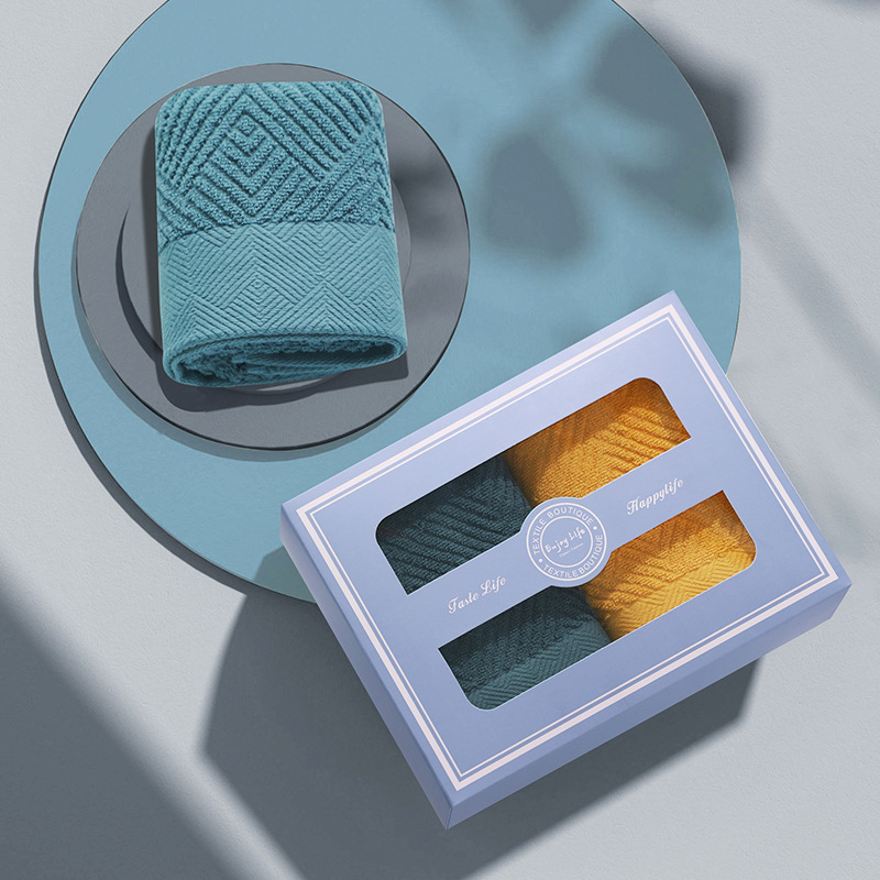 Drizzle Törölköző Ajándékdoboza Készlet — Pamut Jacquard, Nedvszívó, 60s Szál, Sima Szövés, 50–80 g