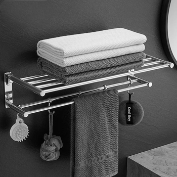 Divstāvu saliekams dvieļu statīvs – 304 nerūsējošais tērauds, spīdīga pārklājums, 10 kg slodze, moderns minimālisma stils.