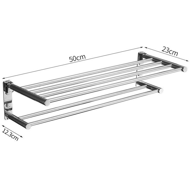 Divstāvu saliekams dvieļu statīvs – 304 nerūsējošais tērauds, spīdīga pārklājums, 10 kg slodze, moderns minimālisma stils.