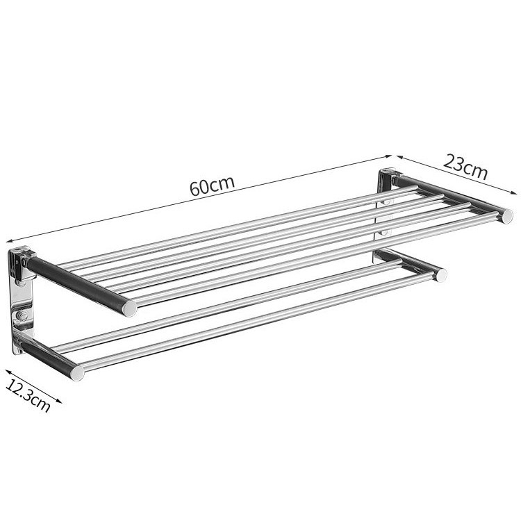 Divstāvu saliekams dvieļu statīvs – 304 nerūsējošais tērauds, spīdīga pārklājums, 10 kg slodze, moderns minimālisma stils.