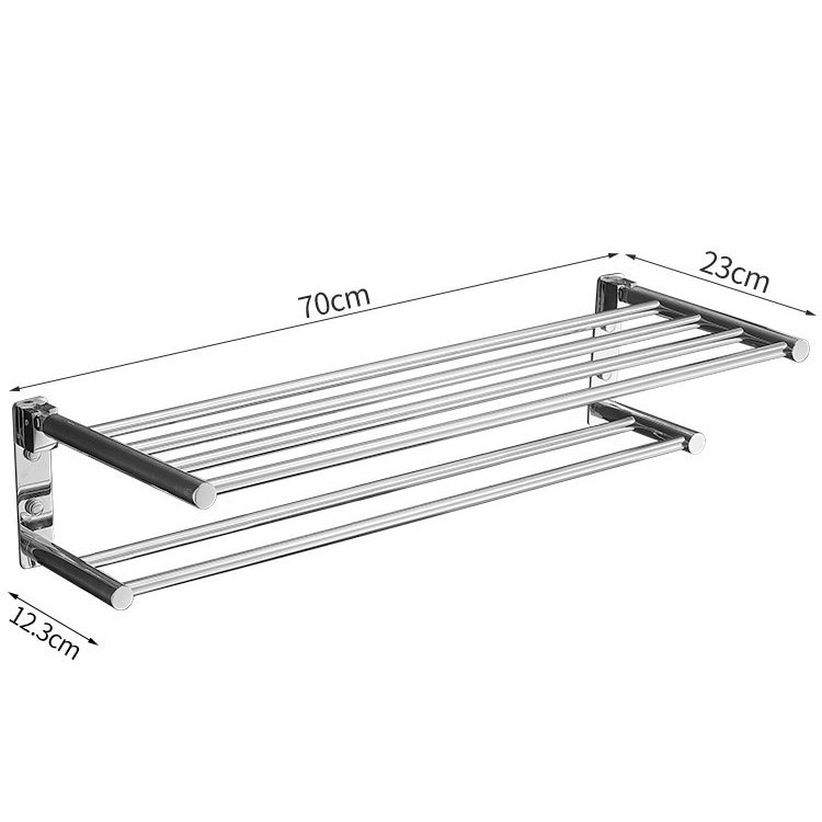 Divstāvu saliekams dvieļu statīvs – 304 nerūsējošais tērauds, spīdīga pārklājums, 10 kg slodze, moderns minimālisma stils.