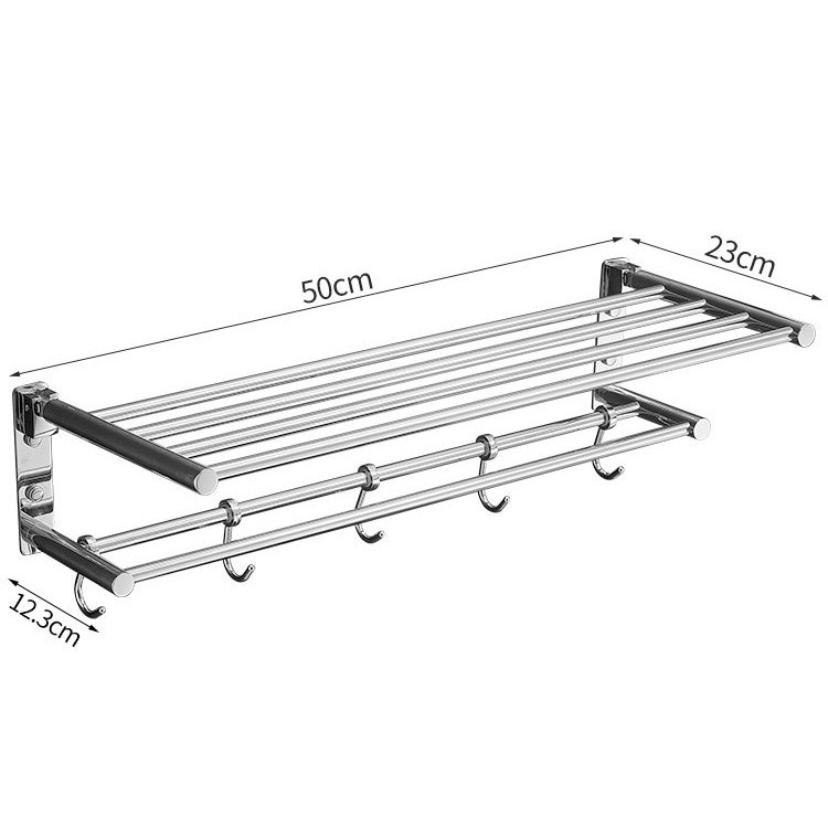 Divstāvu saliekams dvieļu statīvs – 304 nerūsējošais tērauds, spīdīga pārklājums, 10 kg slodze, moderns minimālisma stils.