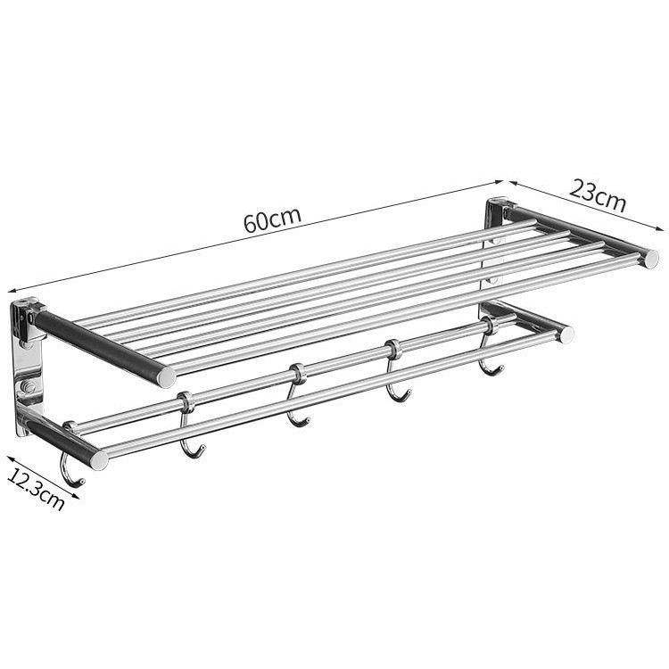 Divstāvu saliekams dvieļu statīvs – 304 nerūsējošais tērauds, spīdīga pārklājums, 10 kg slodze, moderns minimālisma stils.