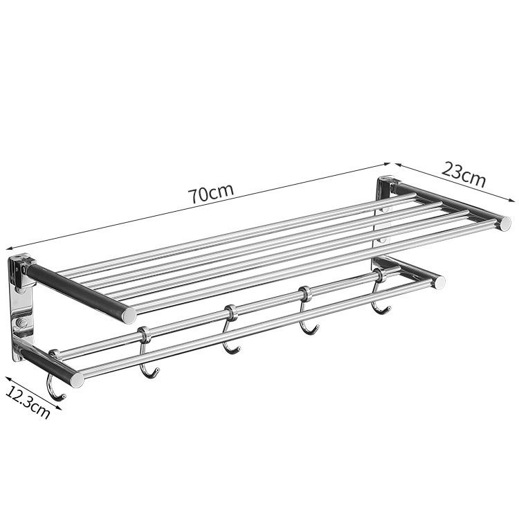 Divstāvu saliekams dvieļu statīvs – 304 nerūsējošais tērauds, spīdīga pārklājums, 10 kg slodze, moderns minimālisma stils.