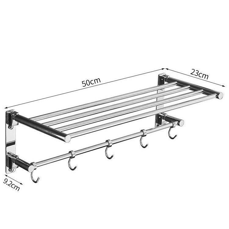 Divstāvu saliekams dvieļu statīvs – 304 nerūsējošais tērauds, spīdīga pārklājums, 10 kg slodze, moderns minimālisma stils.