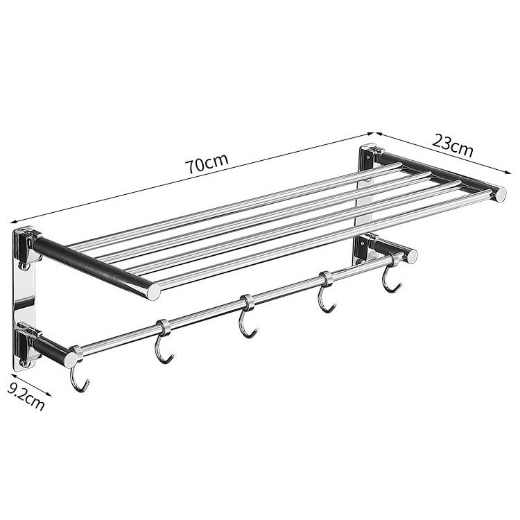 Divstāvu saliekams dvieļu statīvs – 304 nerūsējošais tērauds, spīdīga pārklājums, 10 kg slodze, moderns minimālisma stils.