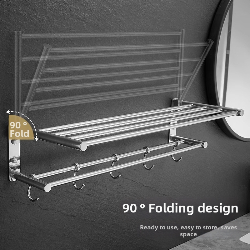 Divstāvu saliekams dvieļu statīvs – 304 nerūsējošais tērauds, spīdīga pārklājums, 10 kg slodze, moderns minimālisma stils.