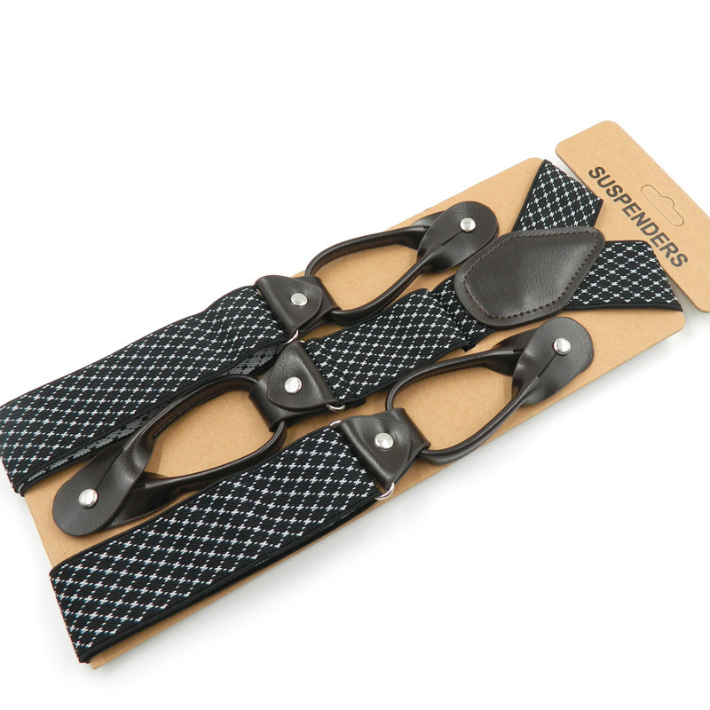 Meeste õlapaelad 6 klipsiga, elastsed, reguleeritavad, ristselg; Materjal: polüester siid