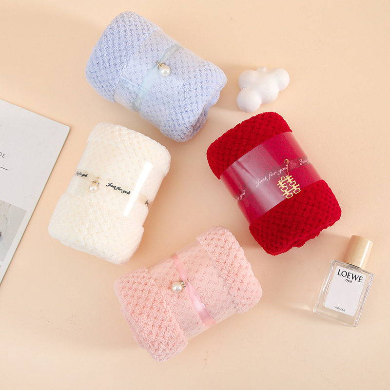 Esküvői arctörlőző korall plüssből, 80/20 selyemfonal, egyszerű szövés, 50–80 g, Jian Chun márka