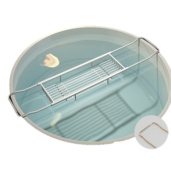 Разширяем държач за вана със сгъваем поднос за телефон, неръждаема стомана, електроплакиран финиш, модел YGJ, един слой, модерен минималистичен стил