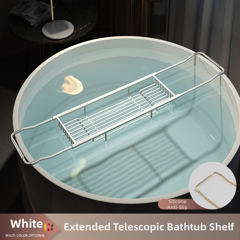 Разширяем държач за вана със сгъваем поднос за телефон, неръждаема стомана, електроплакиран финиш, модел YGJ, един слой, модерен минималистичен стил