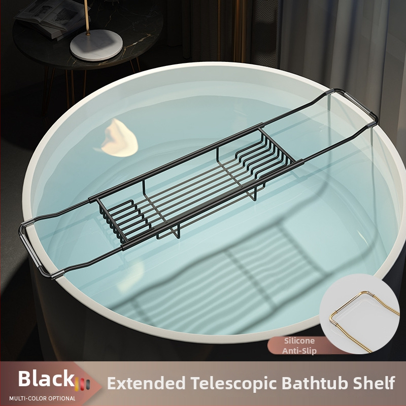 Разширяем държач за вана със сгъваем поднос за телефон, неръждаема стомана, електроплакиран финиш, модел YGJ, един слой, модерен минималистичен стил