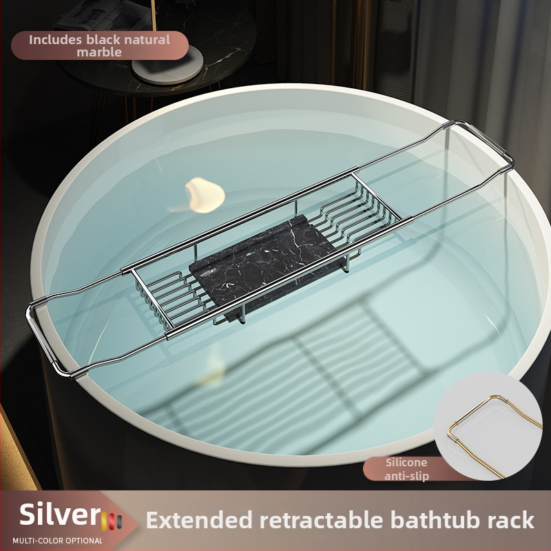 Разширяем държач за вана със сгъваем поднос за телефон, неръждаема стомана, електроплакиран финиш, модел YGJ, един слой, модерен минималистичен стил