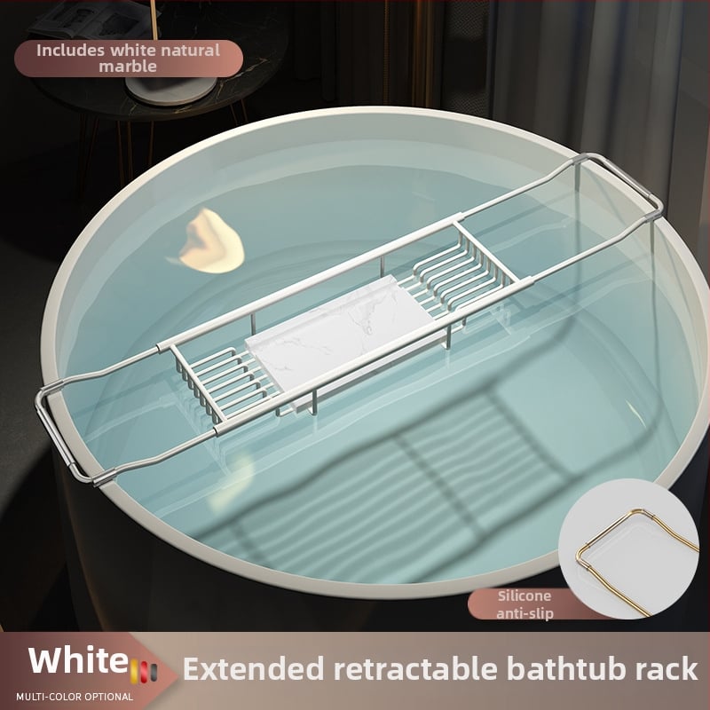 Разширяем държач за вана със сгъваем поднос за телефон, неръждаема стомана, електроплакиран финиш, модел YGJ, един слой, модерен минималистичен стил