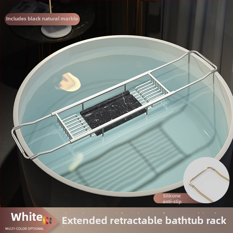 Разширяем държач за вана със сгъваем поднос за телефон, неръждаема стомана, електроплакиран финиш, модел YGJ, един слой, модерен минималистичен стил