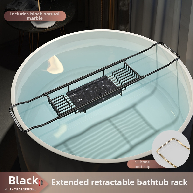 Разширяем държач за вана със сгъваем поднос за телефон, неръждаема стомана, електроплакиран финиш, модел YGJ, един слой, модерен минималистичен стил