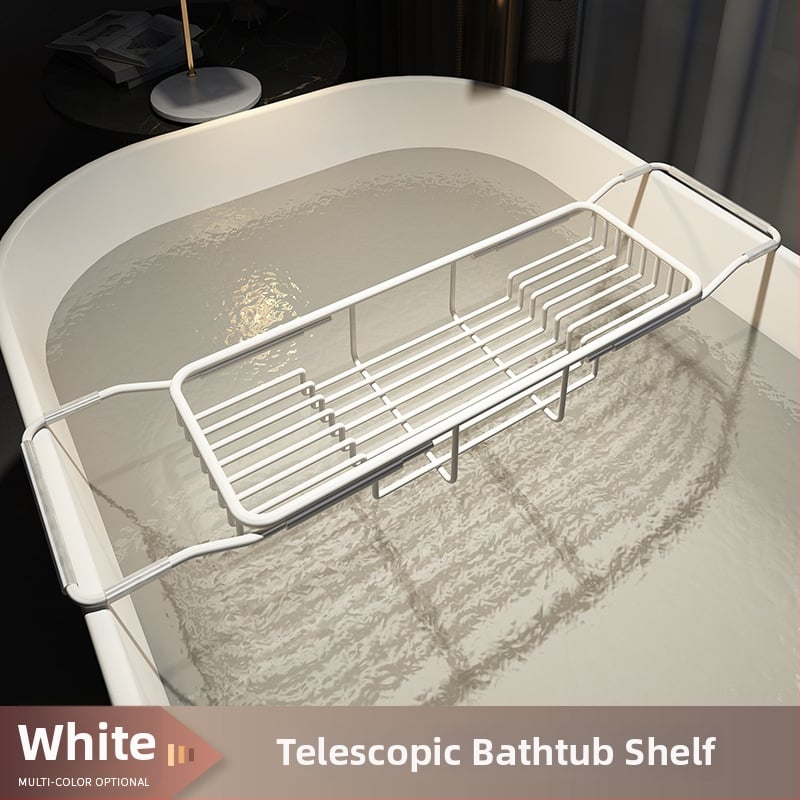 Разширяем държач за вана със сгъваем поднос за телефон, неръждаема стомана, електроплакиран финиш, модел YGJ, един слой, модерен минималистичен стил