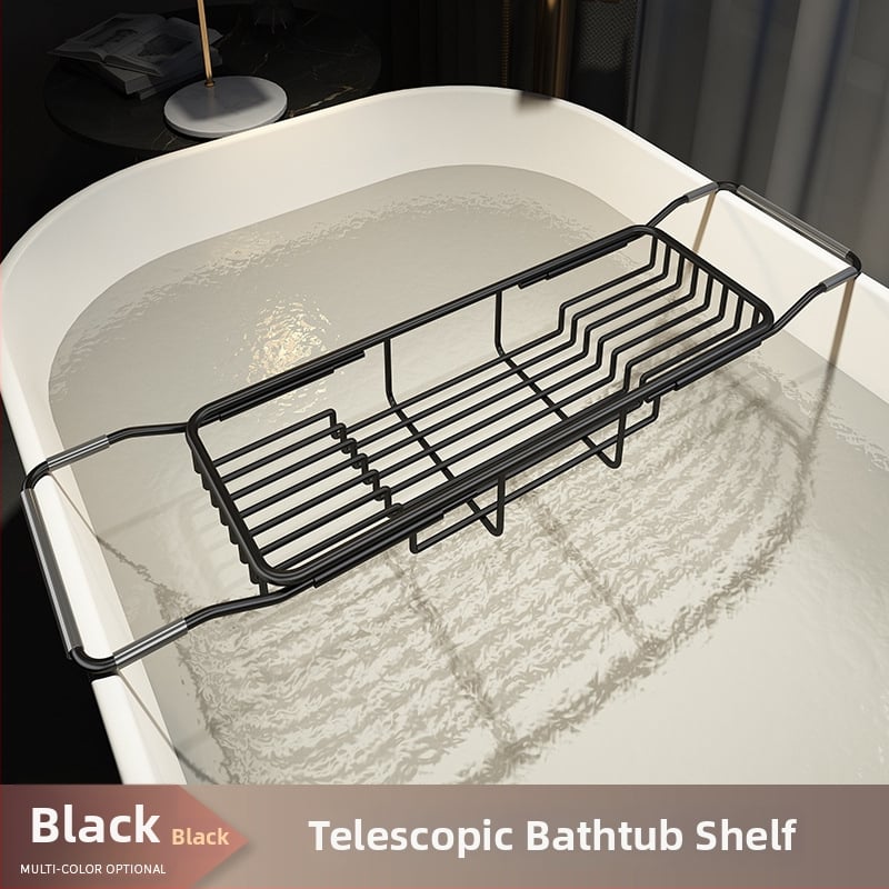 Разширяем държач за вана със сгъваем поднос за телефон, неръждаема стомана, електроплакиран финиш, модел YGJ, един слой, модерен минималистичен стил