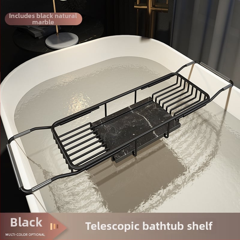 Разширяем държач за вана със сгъваем поднос за телефон, неръждаема стомана, електроплакиран финиш, модел YGJ, един слой, модерен минималистичен стил