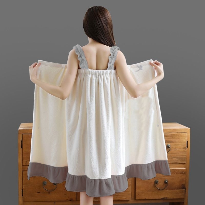 Naistele kantav vannitualdr dviel — coral fleece, imav, kiire kuivatamine, ilma kiududeta, wrap-around halati stiilis rätik