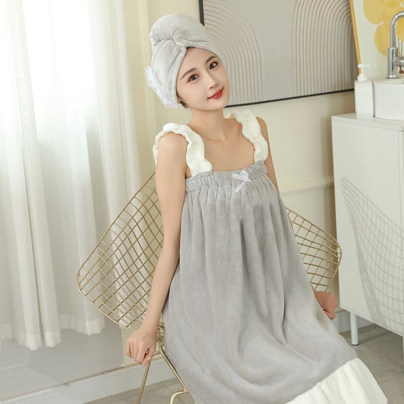 Naistele kantav vannitualdr dviel — coral fleece, imav, kiire kuivatamine, ilma kiududeta, wrap-around halati stiilis rätik