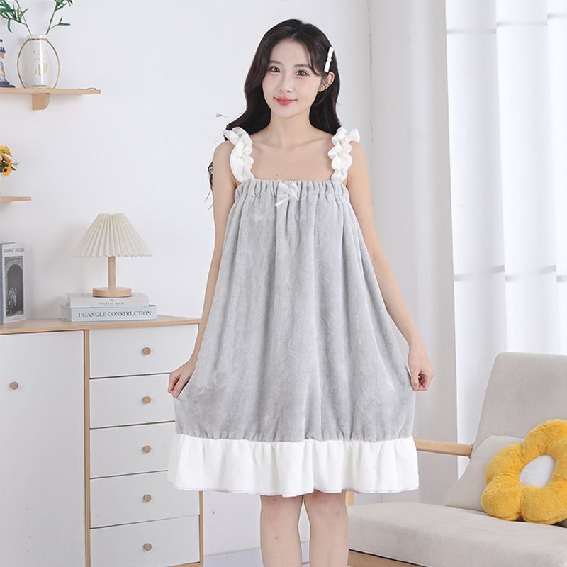 Naistele kantav vannitualdr dviel — coral fleece, imav, kiire kuivatamine, ilma kiududeta, wrap-around halati stiilis rätik