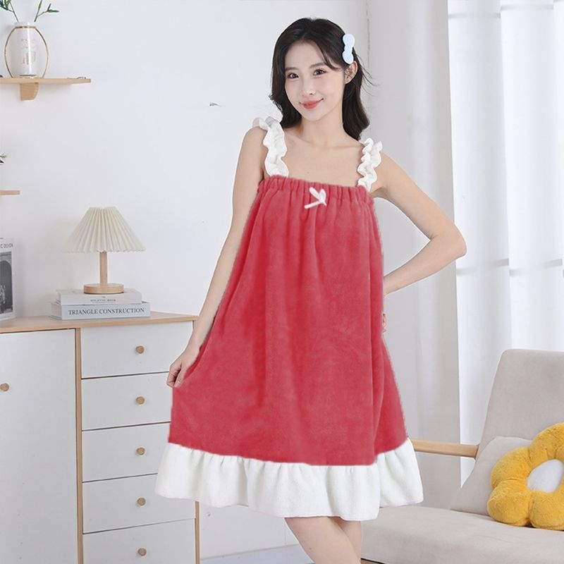 Naistele kantav vannitualdr dviel — coral fleece, imav, kiire kuivatamine, ilma kiududeta, wrap-around halati stiilis rätik