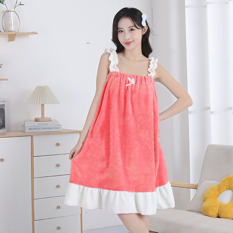 Naistele kantav vannitualdr dviel — coral fleece, imav, kiire kuivatamine, ilma kiududeta, wrap-around halati stiilis rätik