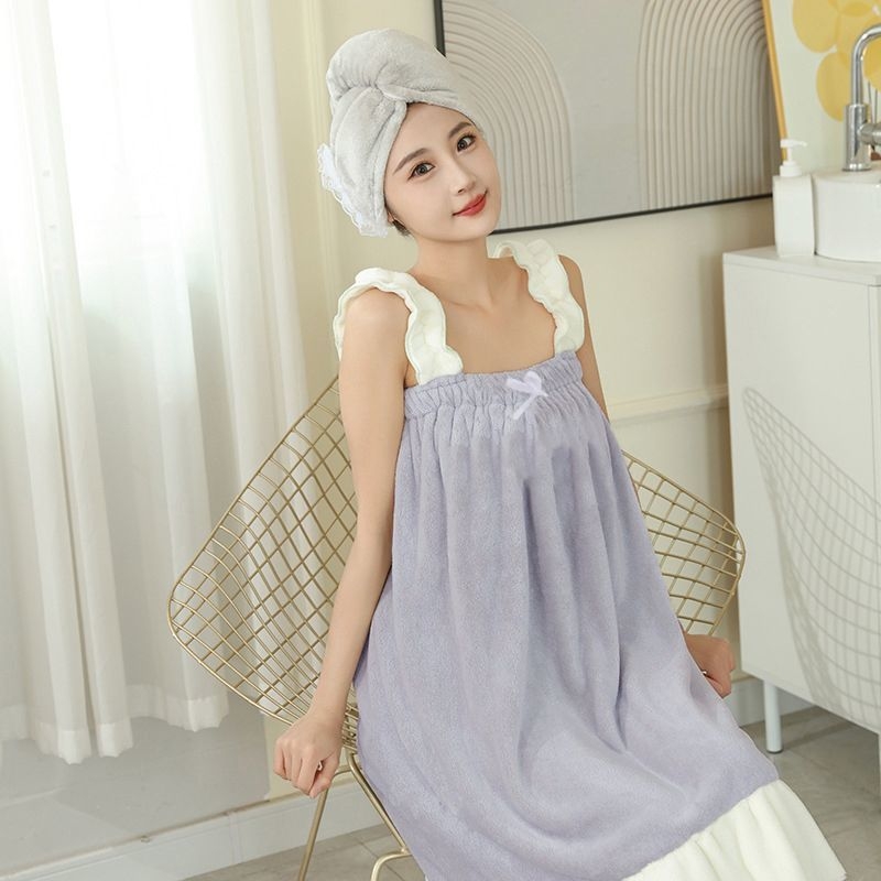 Naistele kantav vannitualdr dviel — coral fleece, imav, kiire kuivatamine, ilma kiududeta, wrap-around halati stiilis rätik