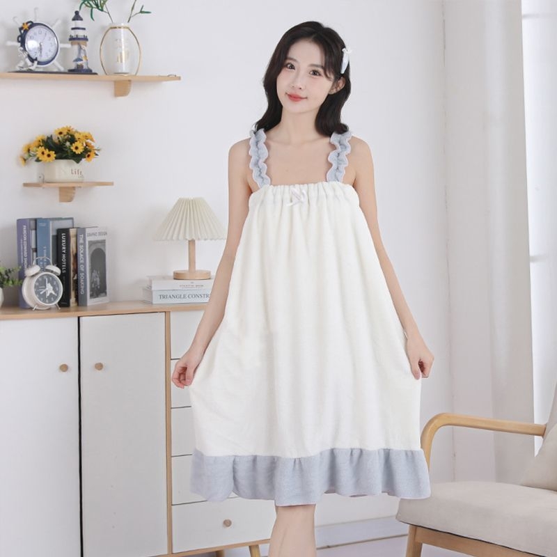 Naistele kantav vannitualdr dviel — coral fleece, imav, kiire kuivatamine, ilma kiududeta, wrap-around halati stiilis rätik